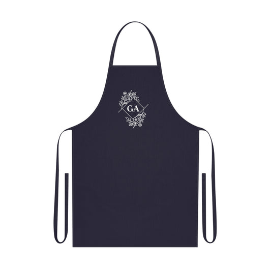 Monogram Floral Cotton Apron — GA Initials Kitchen Apron for Bakers & Cooks