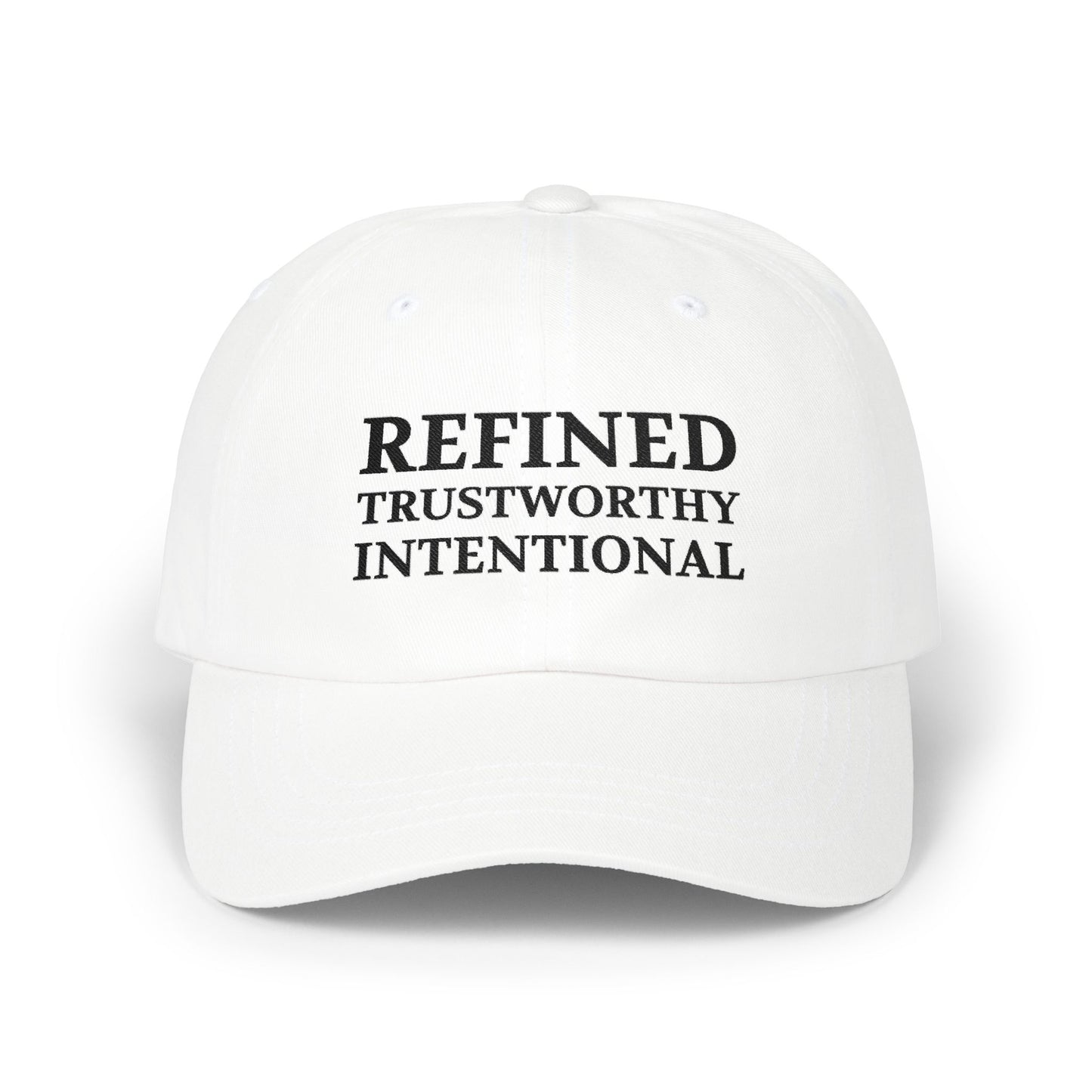 Refined Trustworthy Intentional Dad Cap — Embroidered White Baseball Hat