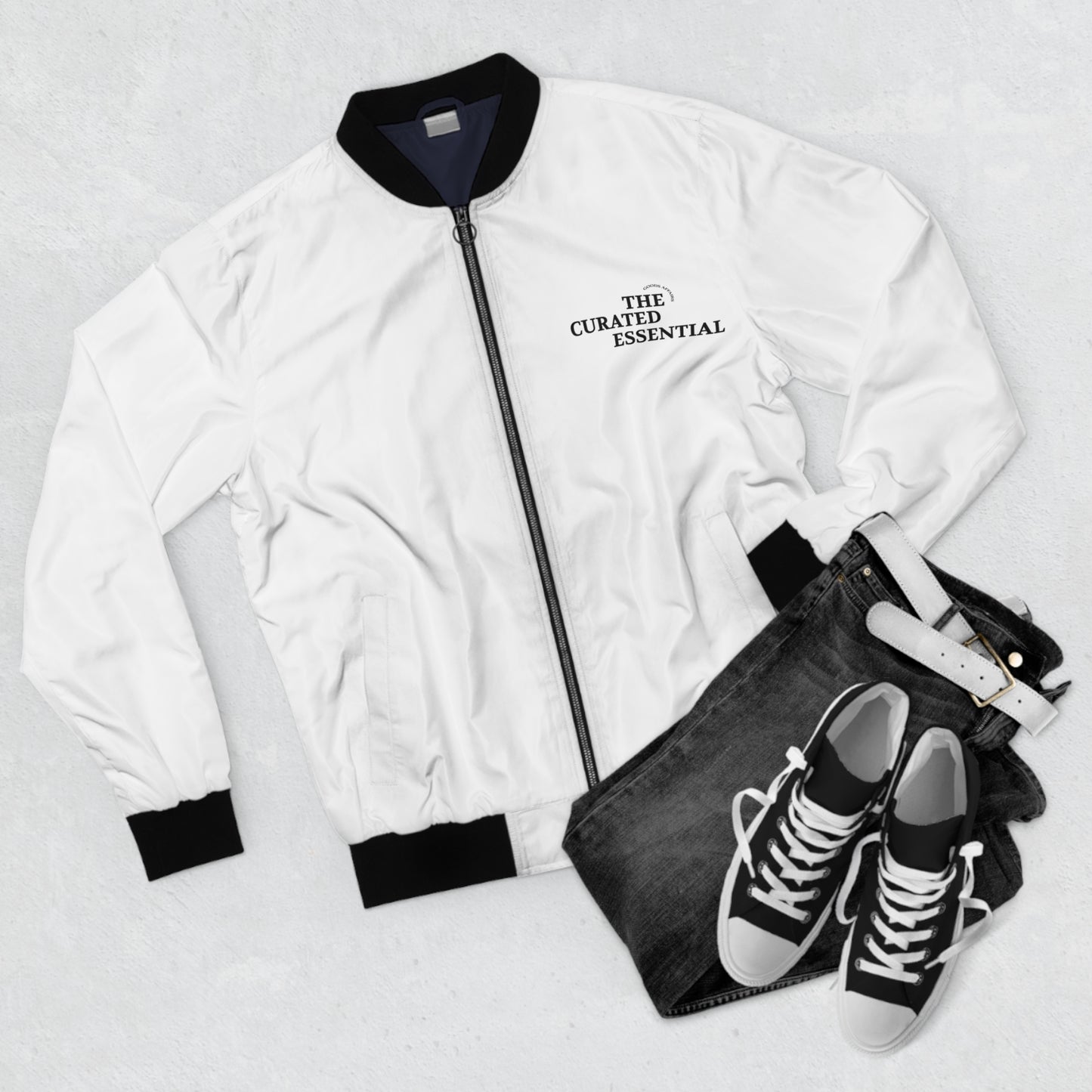 The Curated Essential Men's Bomber Jacket — Minimal White Zip-Up