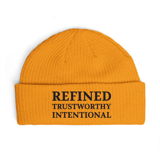 Refined Beanie — 'REFINED TRUSTWORTHY INTENTIONAL' Cuffed Knit Hat