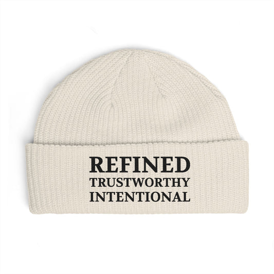 Refined Beanie — 'REFINED TRUSTWORTHY INTENTIONAL' Cuffed Knit Hat