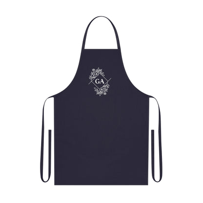 Monogram Floral Cotton Apron — GA Initials Kitchen Apron for Bakers & Cooks