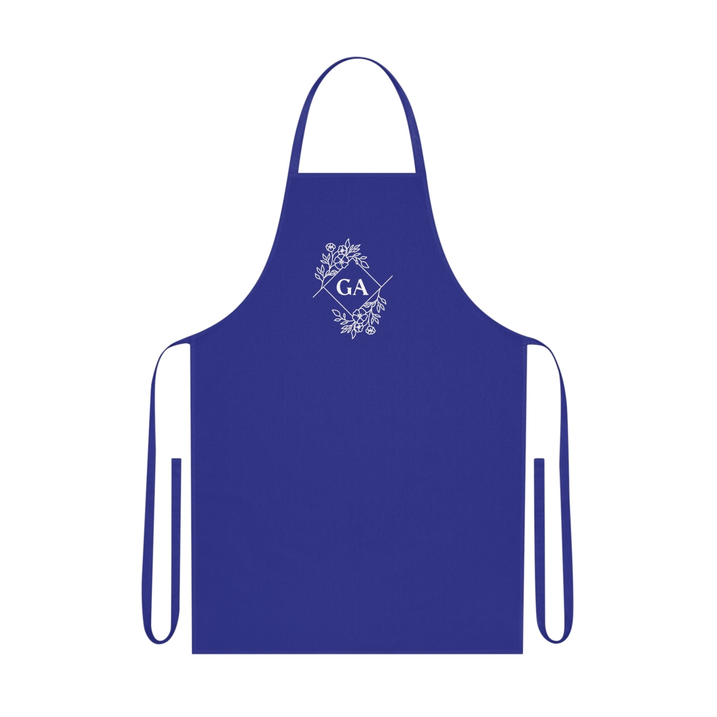 Monogram Floral Cotton Apron — GA Initials Kitchen Apron for Bakers & Cooks