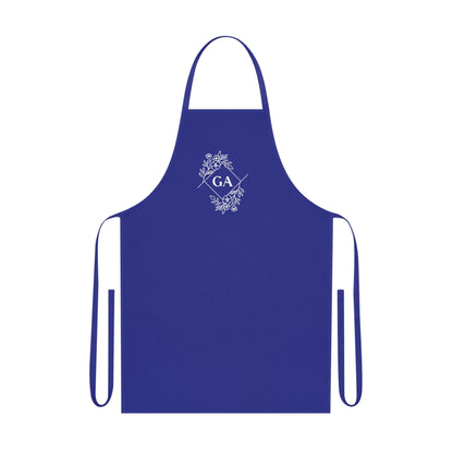 Monogram Floral Cotton Apron — GA Initials Kitchen Apron for Bakers & Cooks