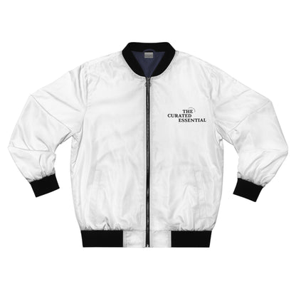 The Curated Essential Men's Bomber Jacket — Minimal White Zip-Up