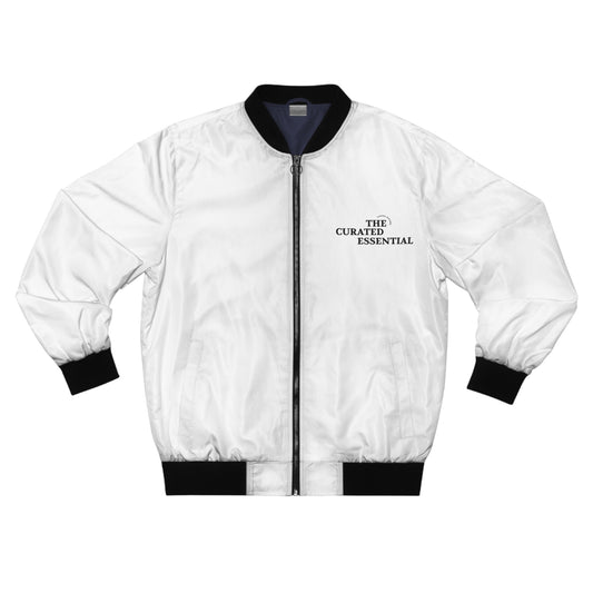 The Curated Essential Men's Bomber Jacket — Minimal White Zip-Up