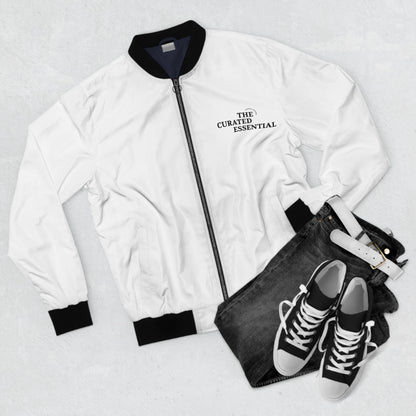 The Curated Essential Men's Bomber Jacket — Minimal White Zip-Up