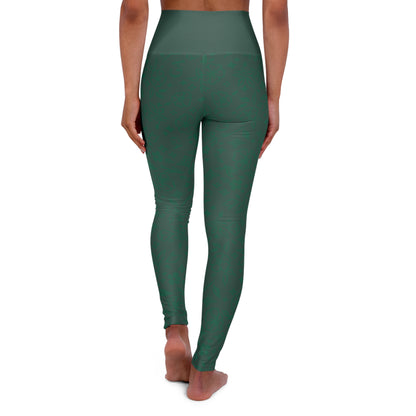 High-Waisted Green Yoga Leggings – All-Over Print Comfort