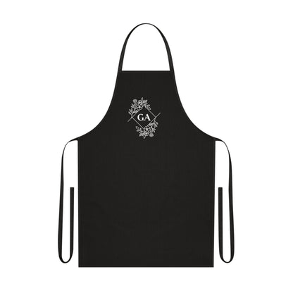 Monogram Floral Cotton Apron — GA Initials Kitchen Apron for Bakers & Cooks