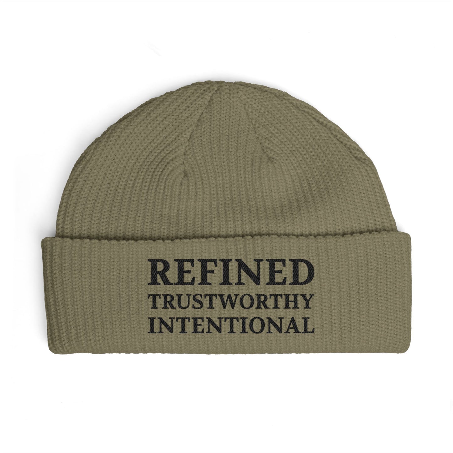Refined Beanie — 'REFINED TRUSTWORTHY INTENTIONAL' Cuffed Knit Hat