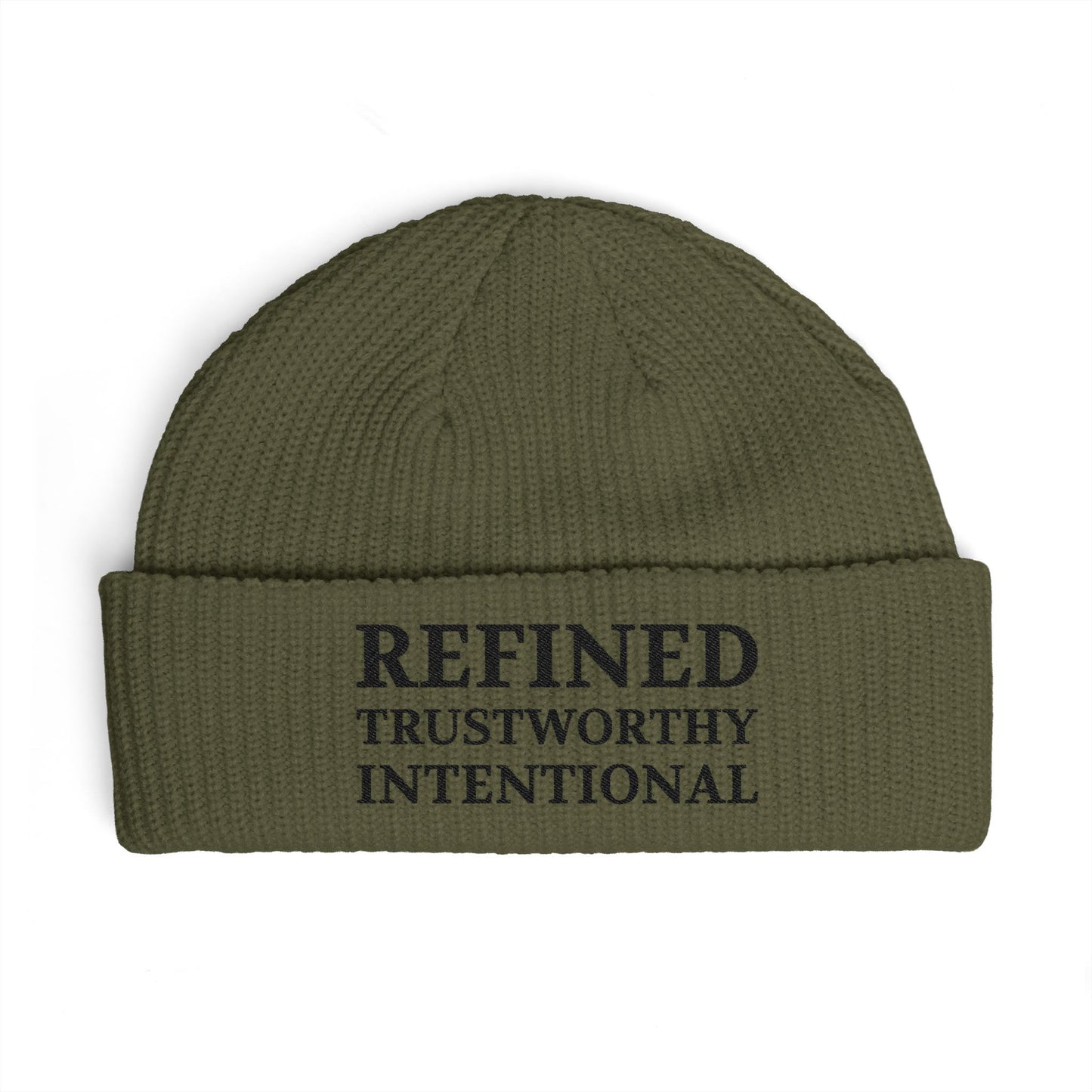 Refined Beanie — 'REFINED TRUSTWORTHY INTENTIONAL' Cuffed Knit Hat