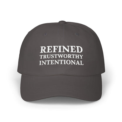 Camo 'Refined Trustworthy Intentional' Dad Cap