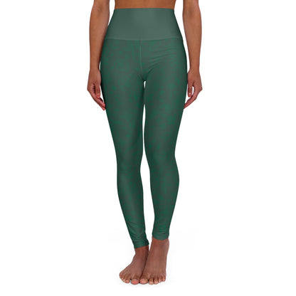 High-Waisted Green Yoga Leggings – All-Over Print Comfort