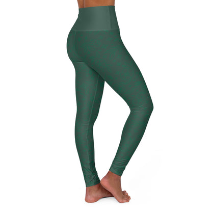 High-Waisted Green Yoga Leggings – All-Over Print Comfort