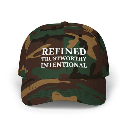 Camo 'Refined Trustworthy Intentional' Dad Cap