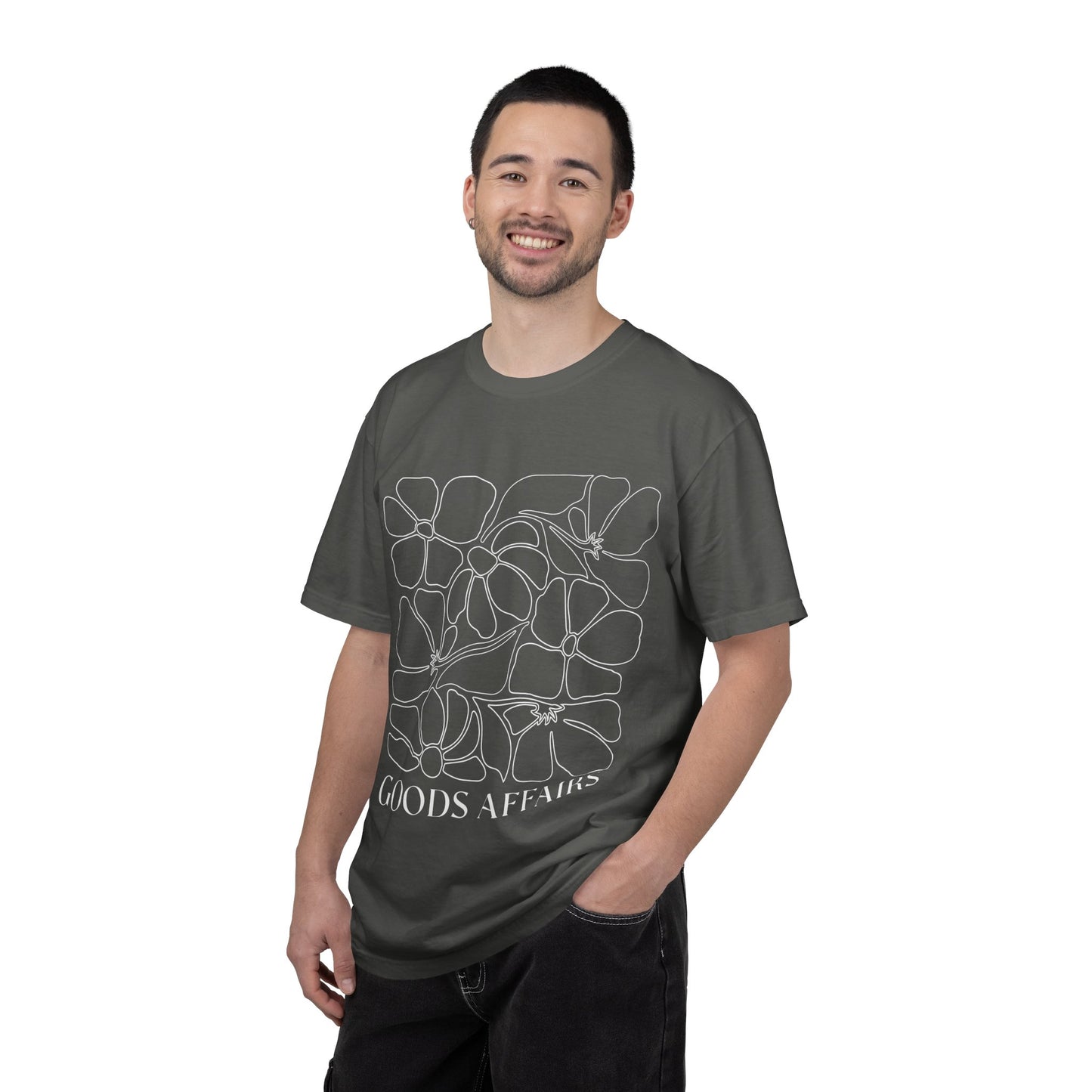 Goods Affairs Floral T-Shirt — Minimal Line Art Flower Tee