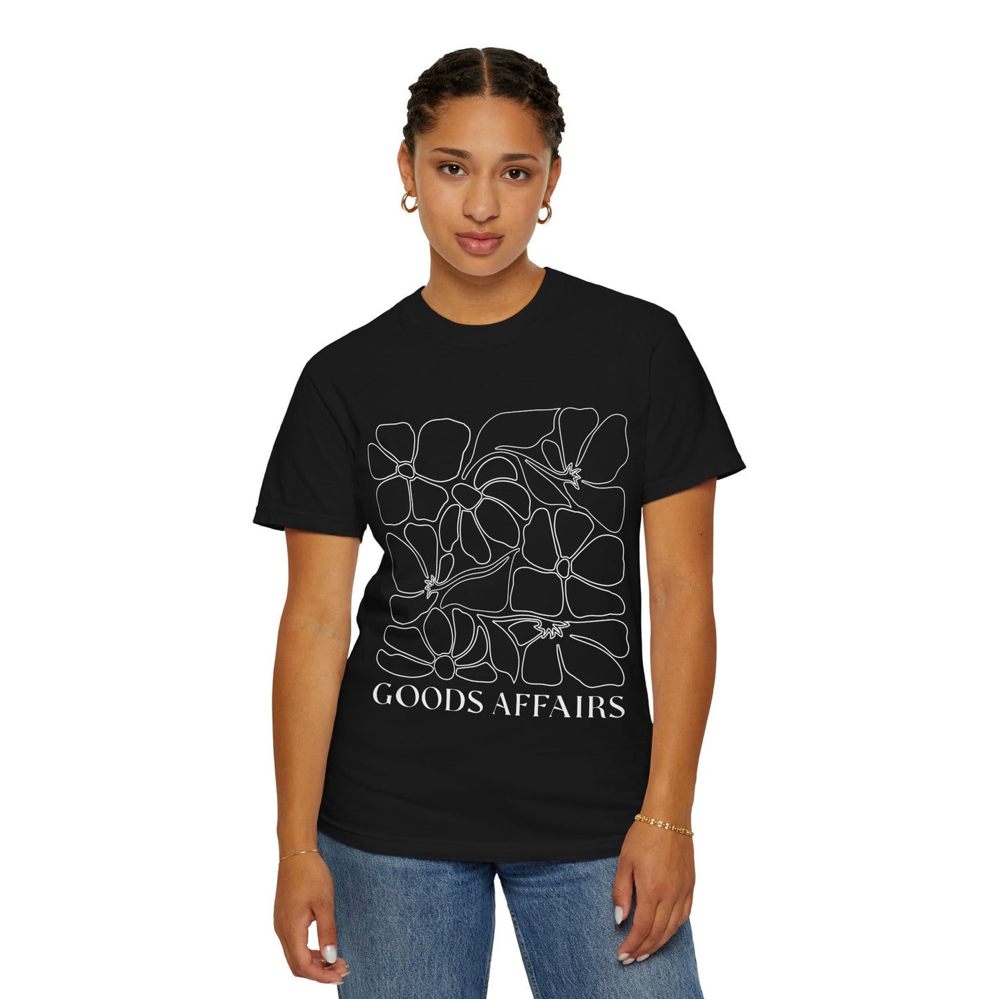Goods Affairs Floral T-Shirt — Minimal Line Art Flower Tee