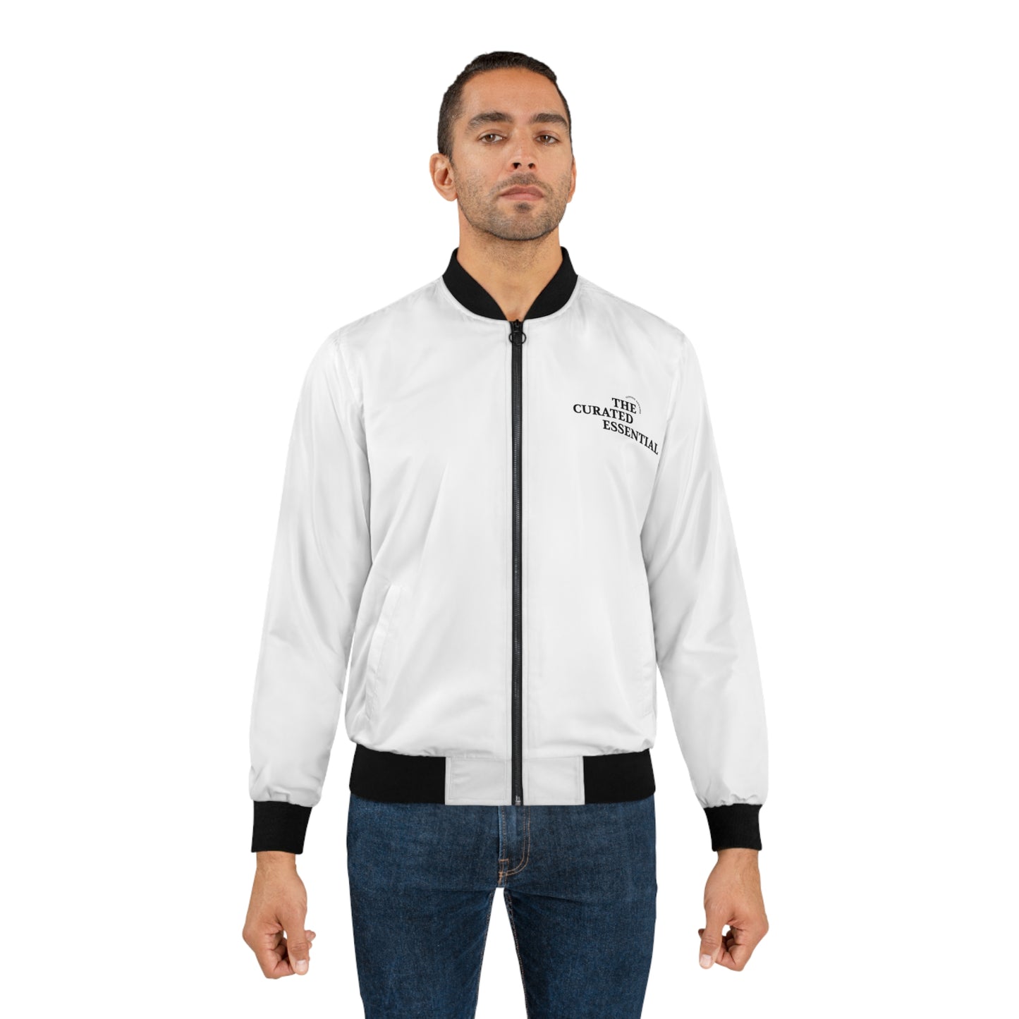 The Curated Essential Men's Bomber Jacket — Minimal White Zip-Up
